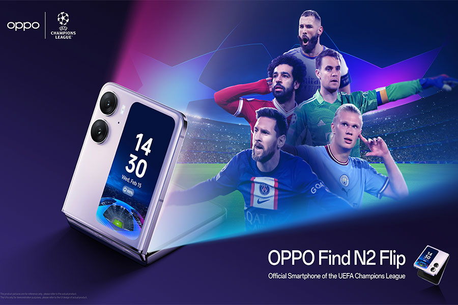 OPPO anunció a Find N2 Flip como el smartphone oficial de la UEFA Champions League con un lanzamiento mundial el 15 de febrero