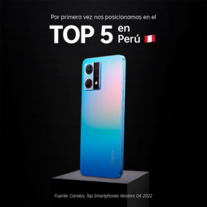 OPPO entre las 5 marcas de smartphones líderes del Perú, según Canalys