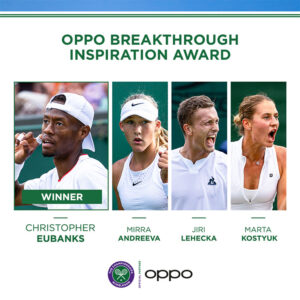 Christopher Eubanks gana el premio OPPO Breakthrough Inspiration Award en Wimbledon 2023