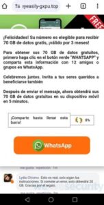 Mensajes de WhatsApp con una falsa oferta de gigabytes gratis ESET