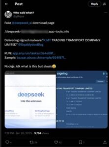 DeepSeek ya es utilizado para distribuir malware a través de sitios falsos ESET