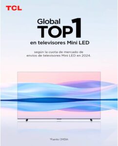 TCL logra posicionarse como marca TOP 1 en envíos globales de televisores en tres categorías clave