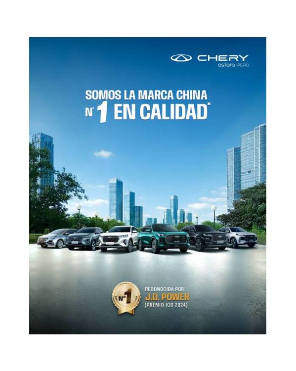 Chery Perú se consolida como la marca China n.º 1 en calidad según J.D. Power