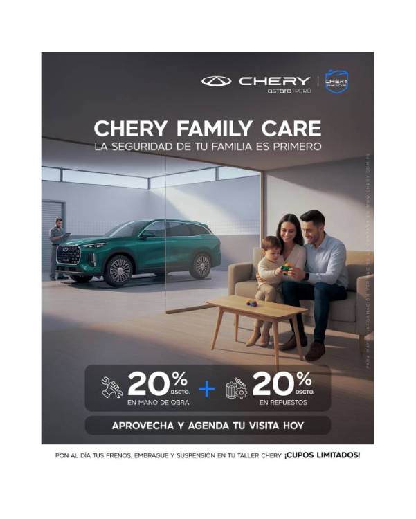 La tranquilidad de viajar en familia empieza con un auto bien cuidado gracias a Chery Family Care