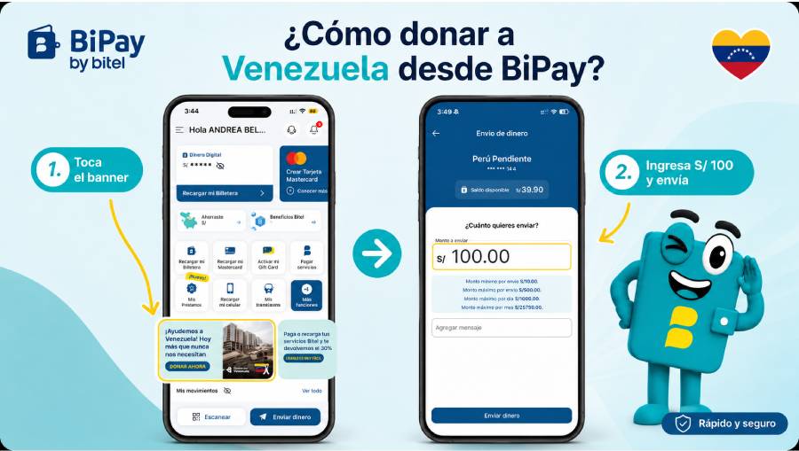 BiPay by Bitel y Perú Pendiente se unen para llevar ayuda solidaria a las familias de Venezuela