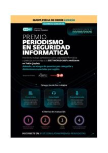 Últimos días para inscribirse al Premio ESET al Periodismo en Seguridad Informática